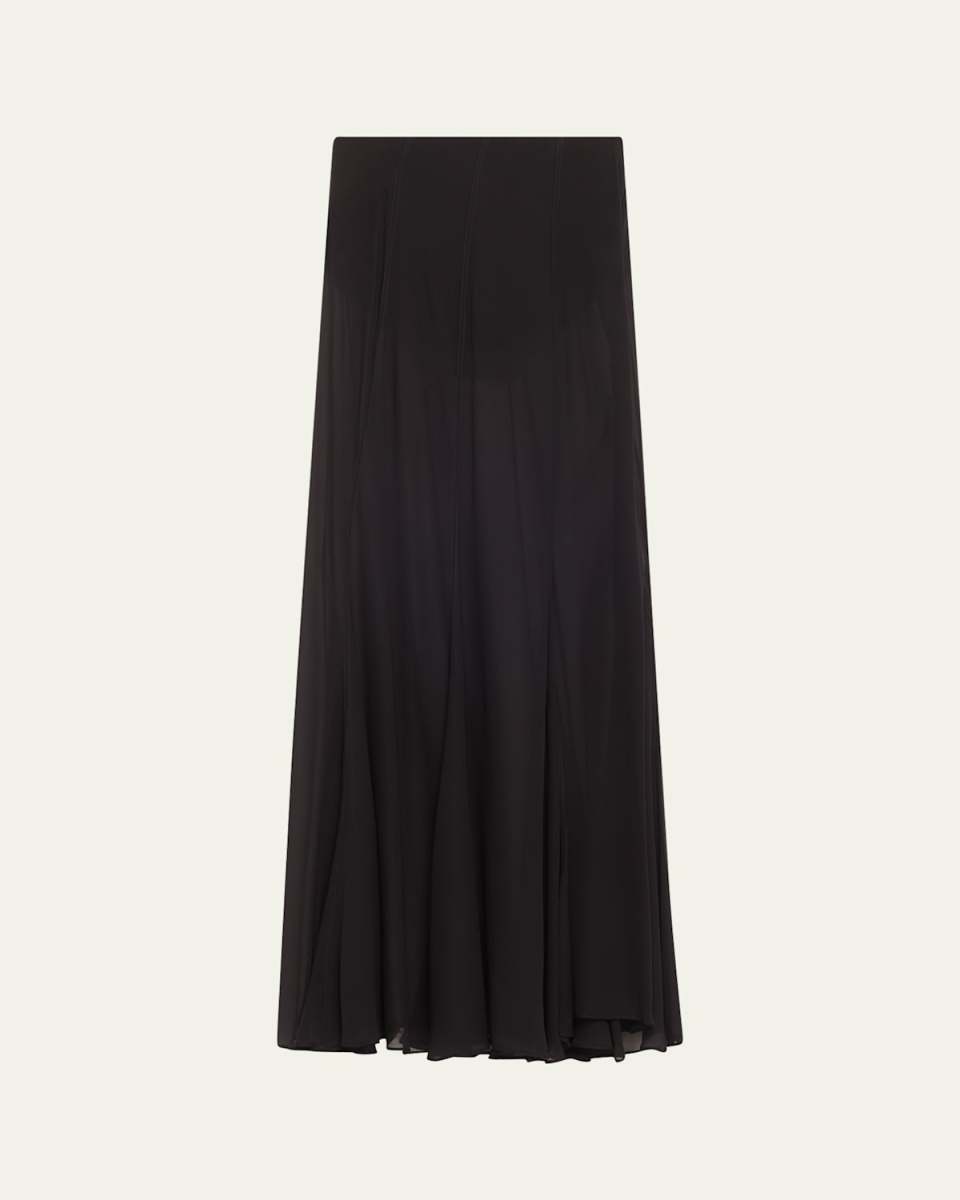 Paneled Silk Maxi Skirt